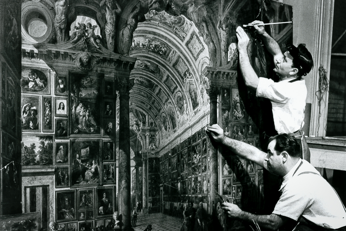 Hilly Shar and John Sisto Restoring Giovanni Paolo Panini Painting