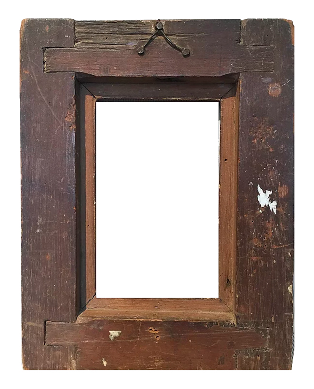 The Back of an Antique Frame Including Antique Hardware