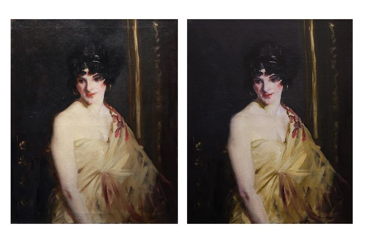 Betalo The Dancer by Robert Henri Before and After Lowy Conservation