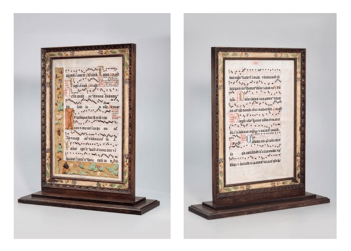 Front and Back of Double-sided Illuminated Manuscript Framed by Hilly Shar