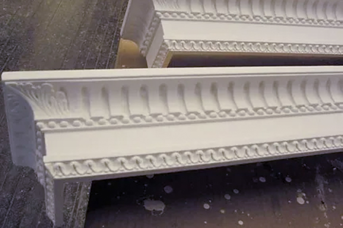 Hand Carved Window Cornices with Gesso Prior to Gilding