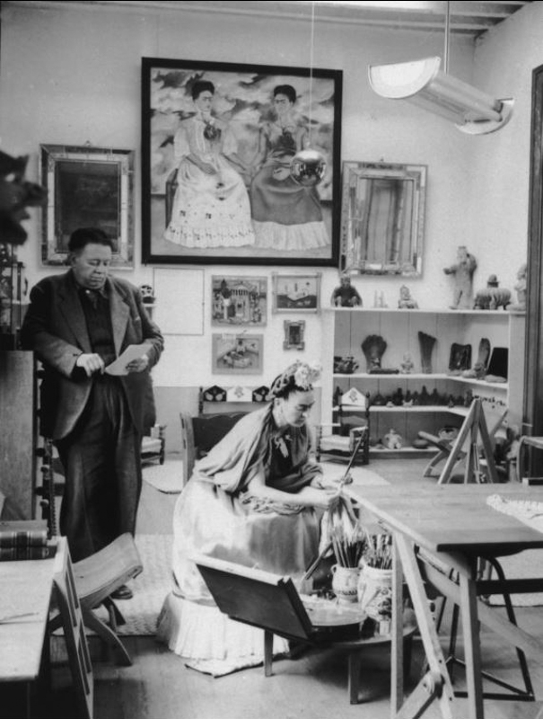 Historic Photograph of Frida Kahlo in Her Studio