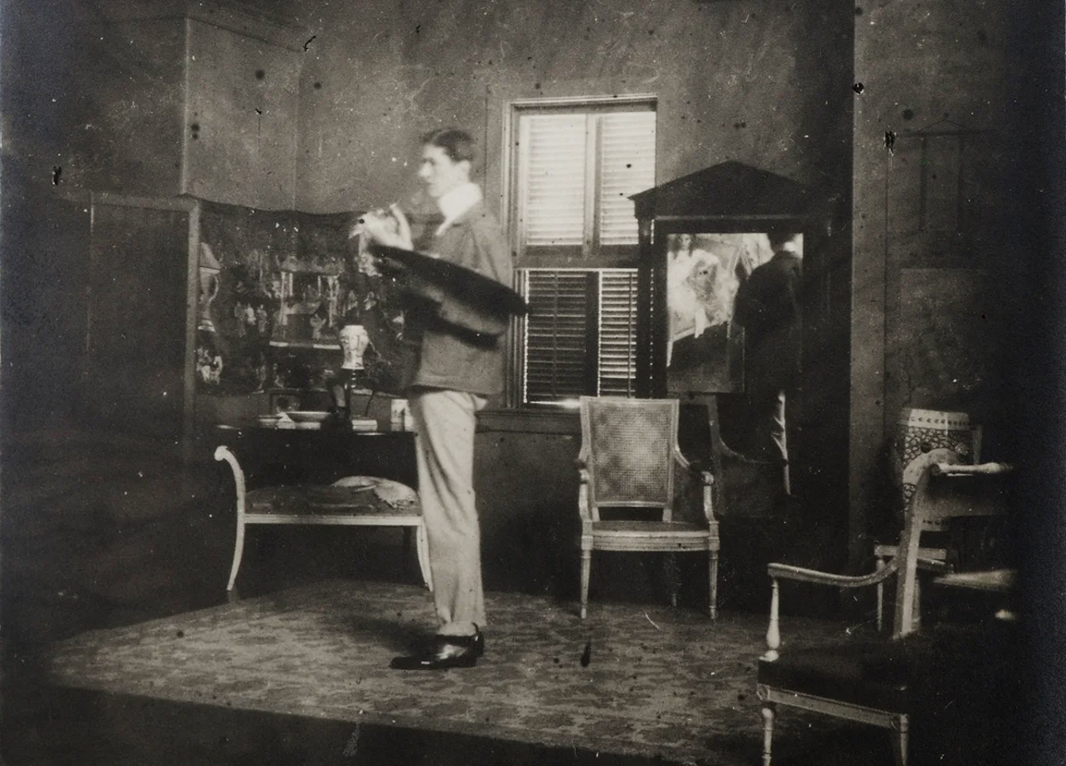 Howard Gardiner Cushing Painting in Studio