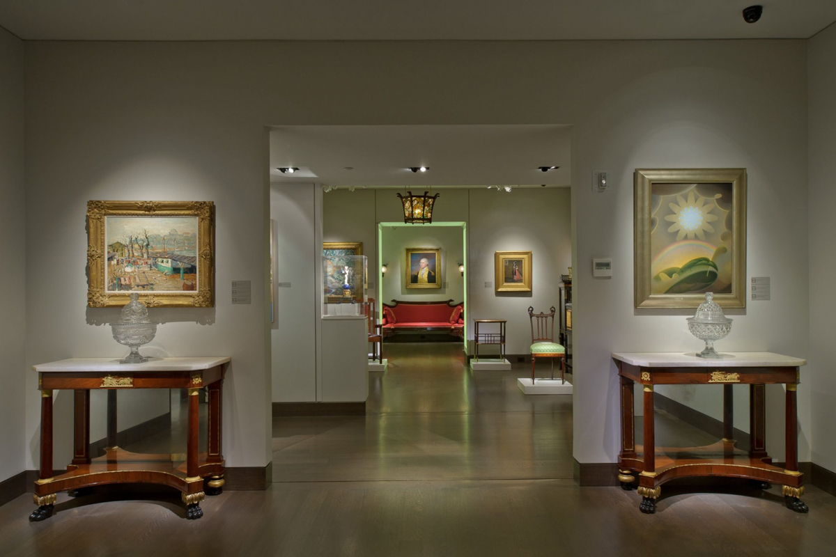 Interior of Hirschl & Adler Galleries Featuring Paintings by Ernest Lawson and Agnes Pelton