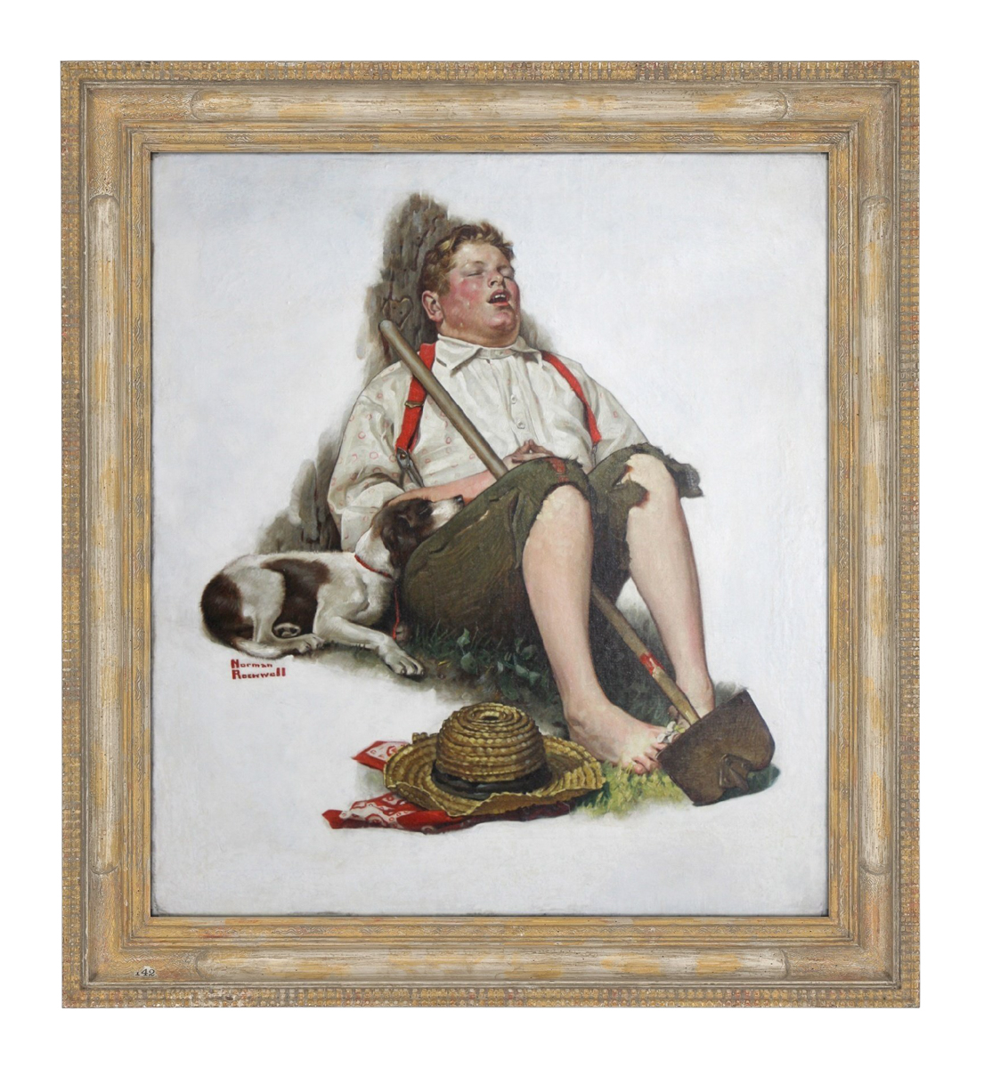Once Stolen Norman Rockwell Painting Lazy Bones Restored and Framed by Lowy