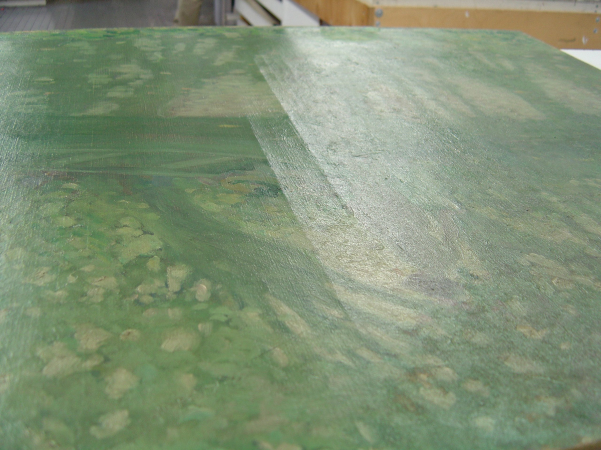 Oil Painting With Damage From Stretcher Creases