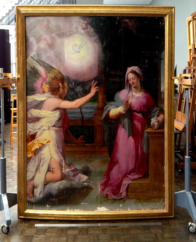 The Annunciation by Pietro Candido Before Conservation