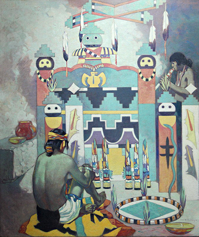 The Ceremonial Altar of Zuni by Warren E. Rollins After Lowy Conservation