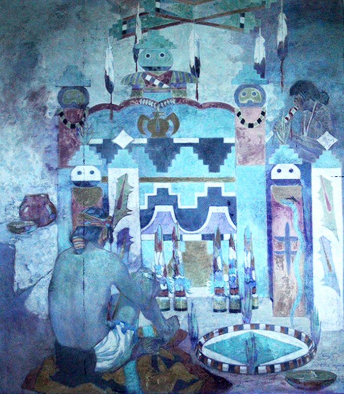 The Ceremonial Altar of Zuni by Warren E. Rollins Art Conservation Visible Under UV Light