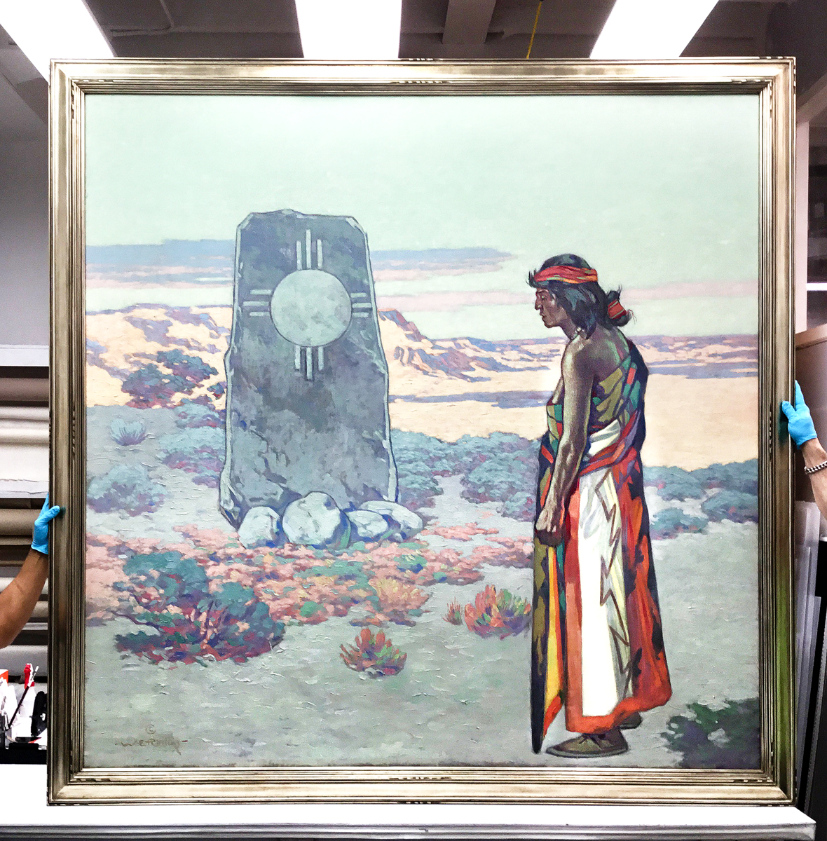 The Prayer Stone by Warren E. Rollins Restored and Framed by Lowy