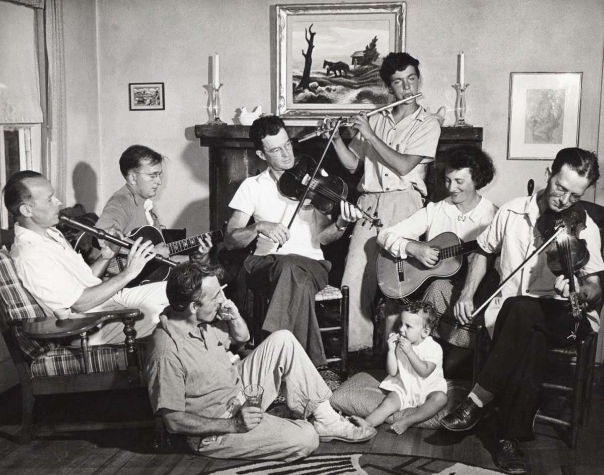 Musical gathering at the Kansas City home of Thomas Hart Benton