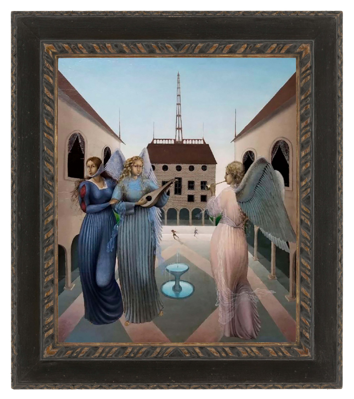 Milena Pavlović-Barili Painting in a Lowy Antique Reproduction 17th Century Italian Receding Cassetta Frame