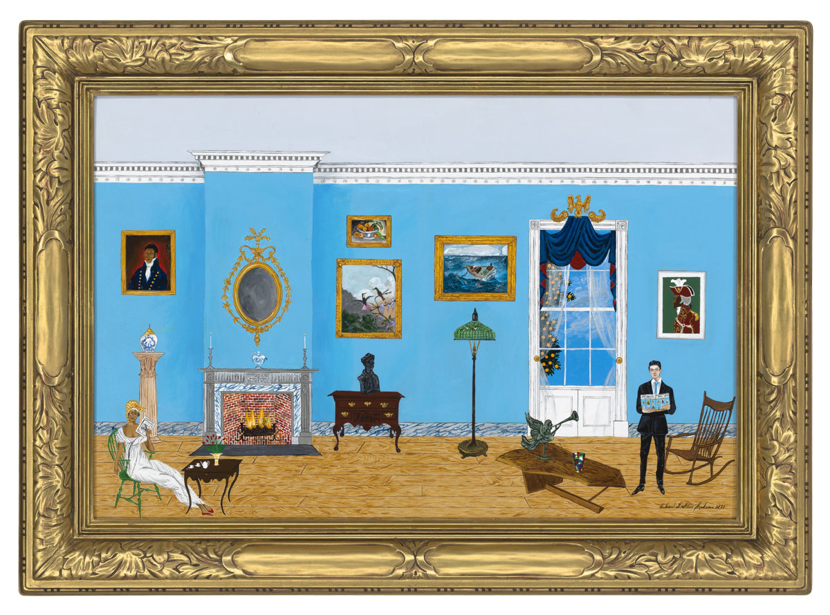 Andrew LaMar Hopkins, The Magazine ANTIQUES: The First One Hundred Years, Oil on Panel, 20 x 30 inches Framed by Lowy
