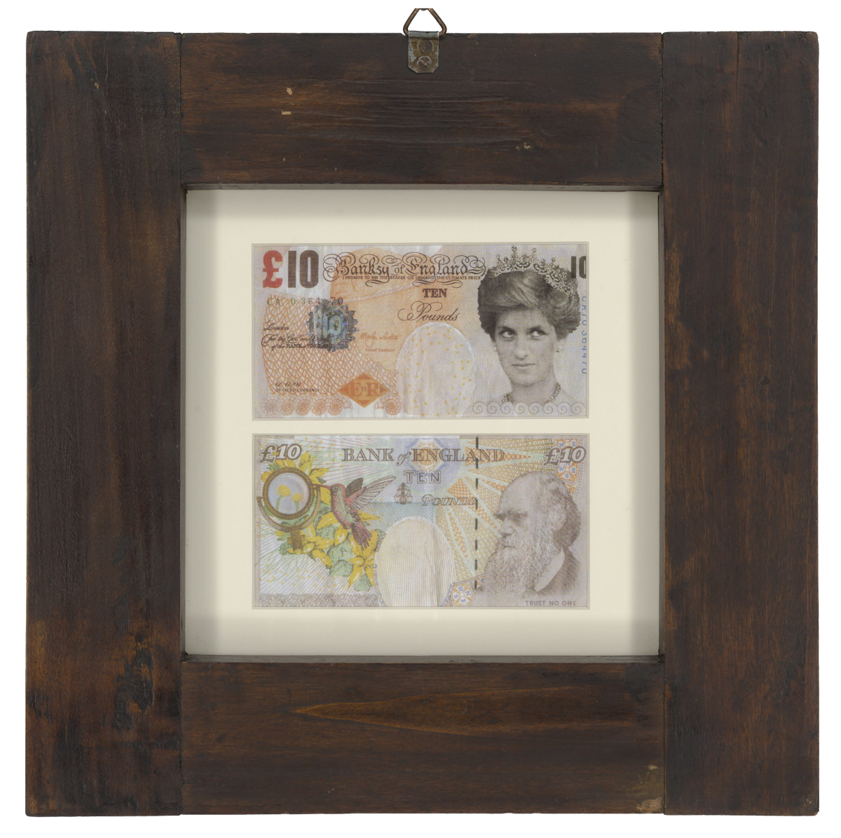 Verso of Di-Faced Tenners by Banksy Framed by Lowy